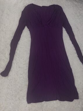 Purple Long Sleeve V-Neck Women’s Dress